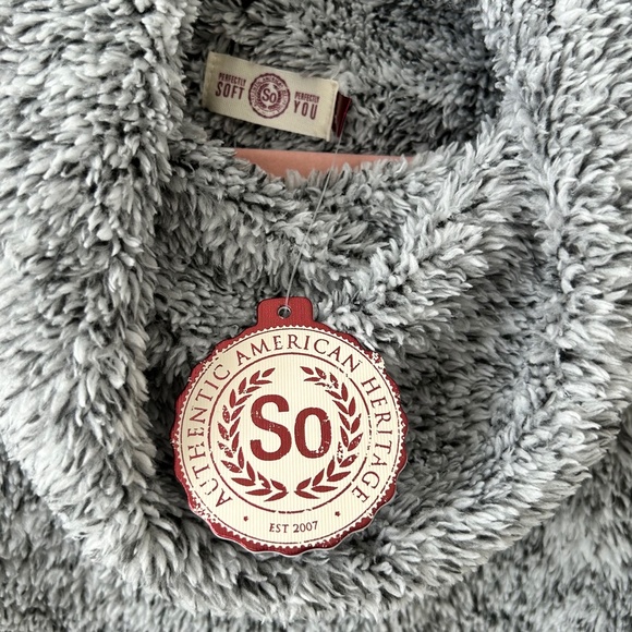 SO Cozy Gray Funnel Neck Plush Fleece Cowl Neck Pullover Top - Picture 14 of 16